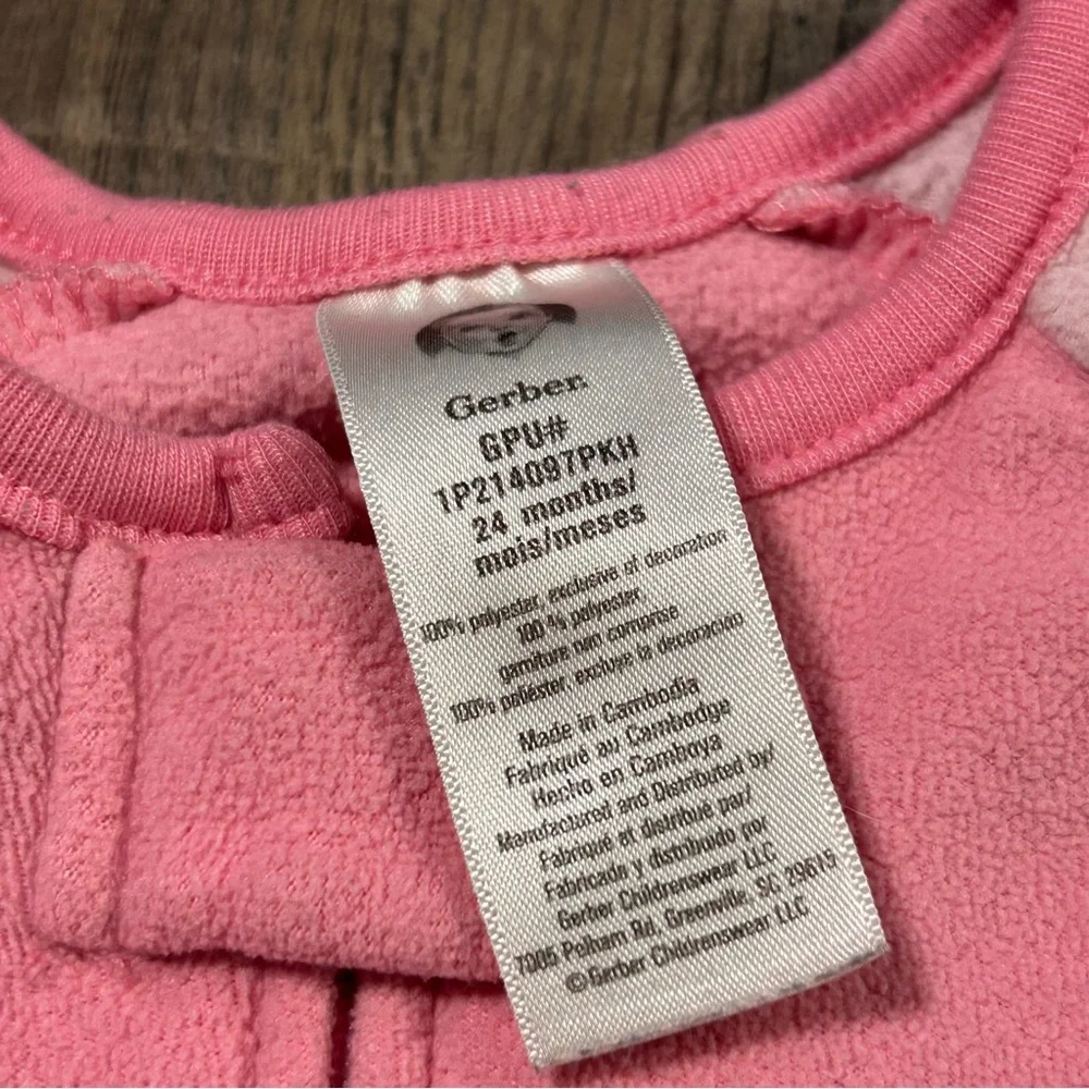 Gerber Toddler Girl Loose Fit Fleece‎ Footed Pajamas Size 24 Months 2T Lot Of 4